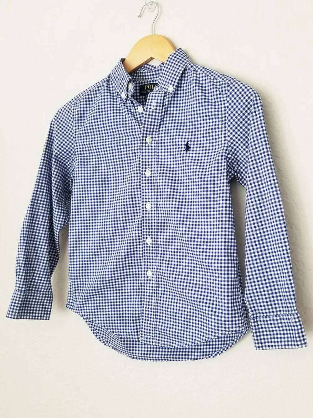 Polo Ralph Lauren Boys S/8 Gingham Cotton Poplin Button Down Shirt Top Pony $60